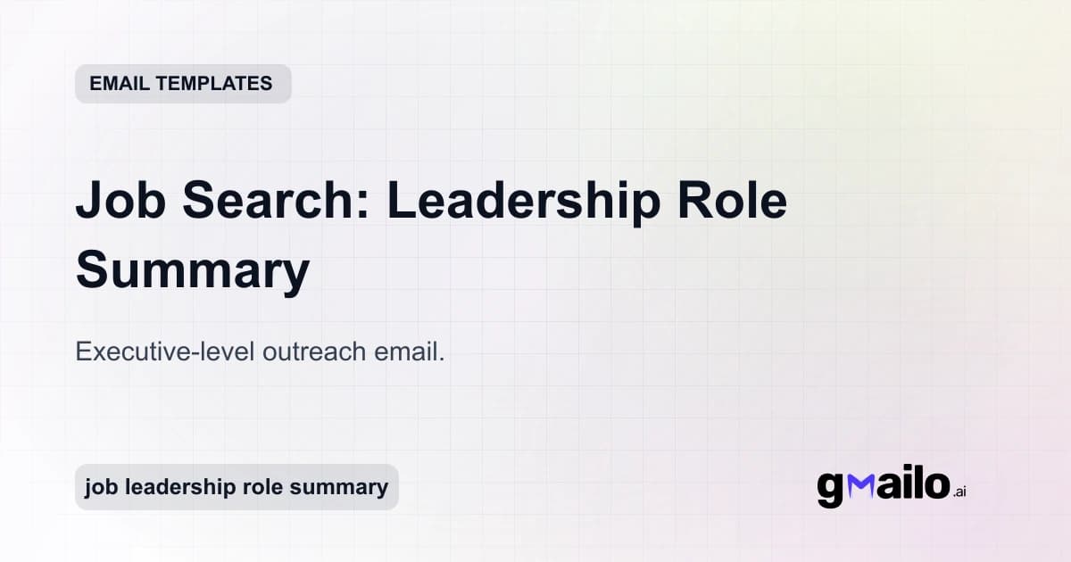 Job Search: Leadership Role Summary email template thumbnail