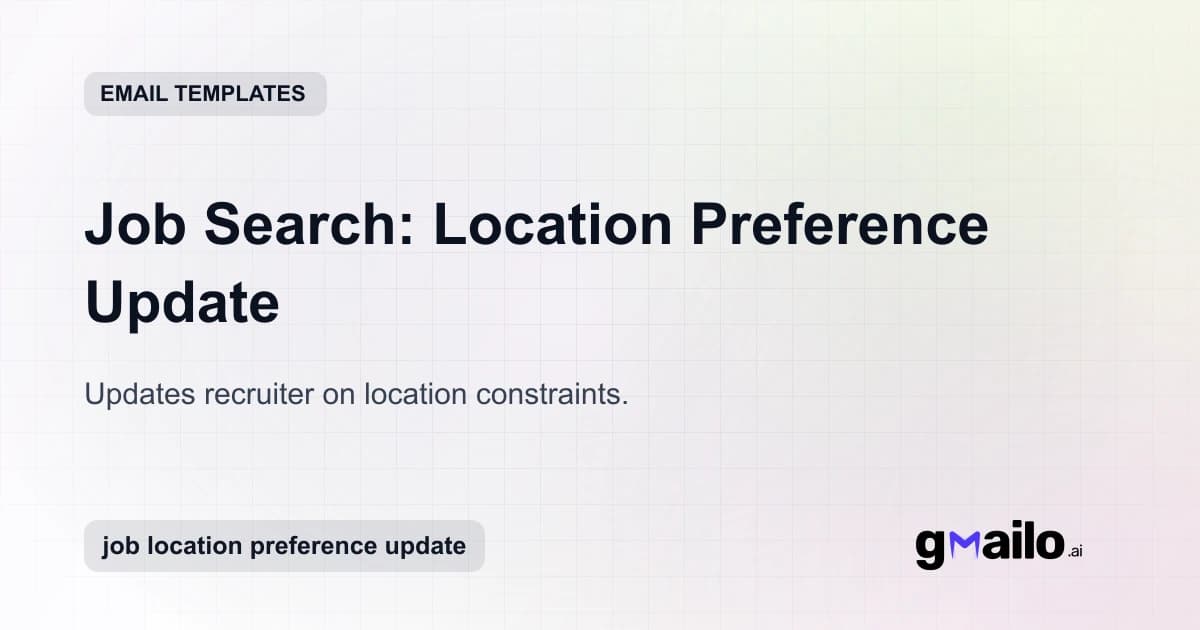 Job Search: Location Preference Update email template thumbnail
