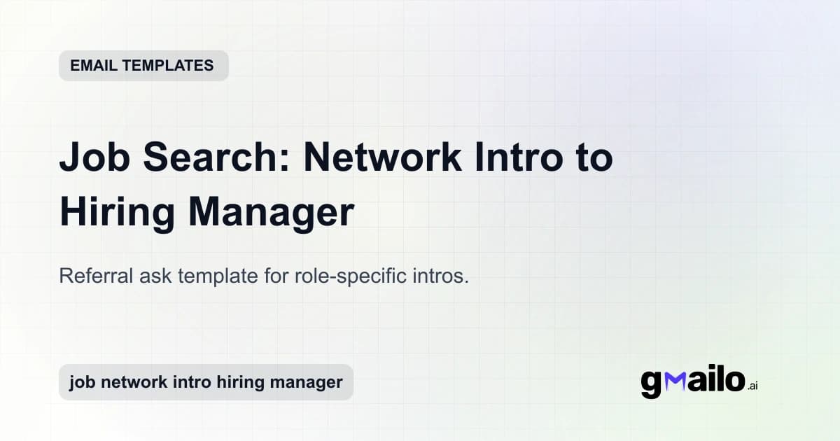 Job Search: Network Intro to Hiring Manager email template thumbnail