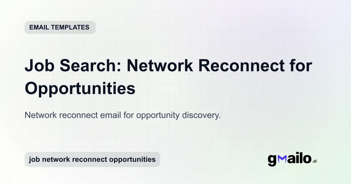 Job Search: Network Reconnect for Opportunities email template thumbnail