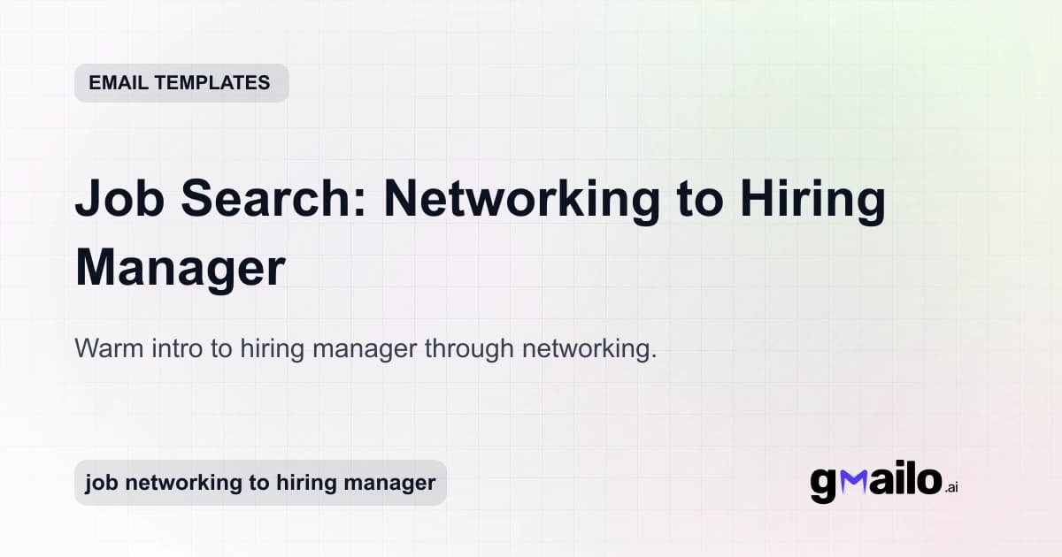 Job Search: Networking to Hiring Manager email template thumbnail