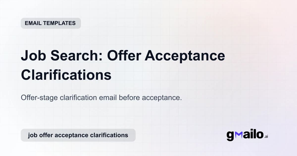 Job Search: Offer Acceptance Clarifications email template thumbnail