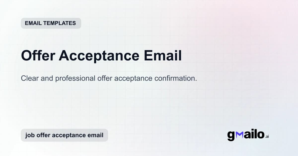 Offer Acceptance Email email template thumbnail