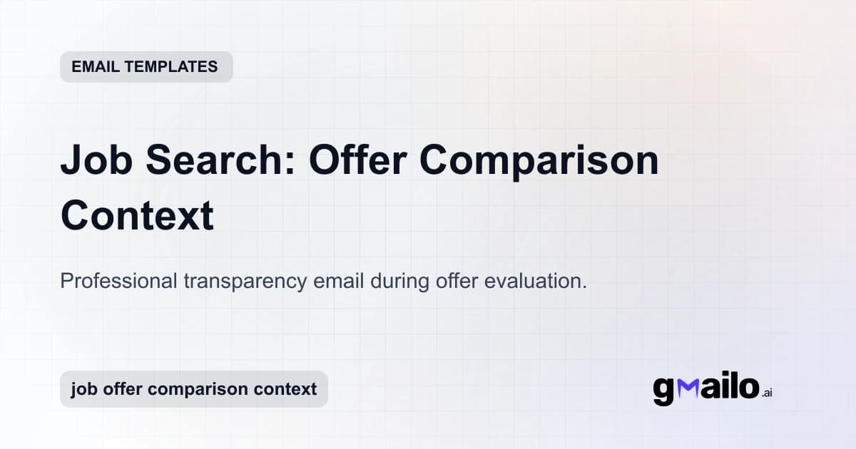 Job Search: Offer Comparison Context email template thumbnail