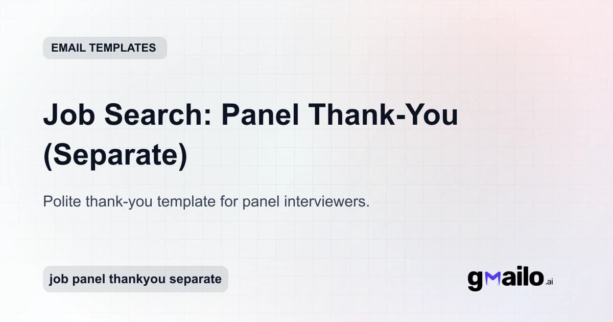 Job Search: Panel Thank-You (Separate) email template thumbnail