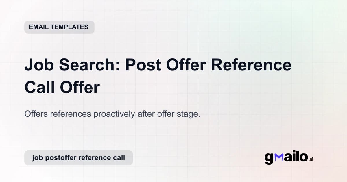 Job Search: Post Offer Reference Call Offer email template thumbnail