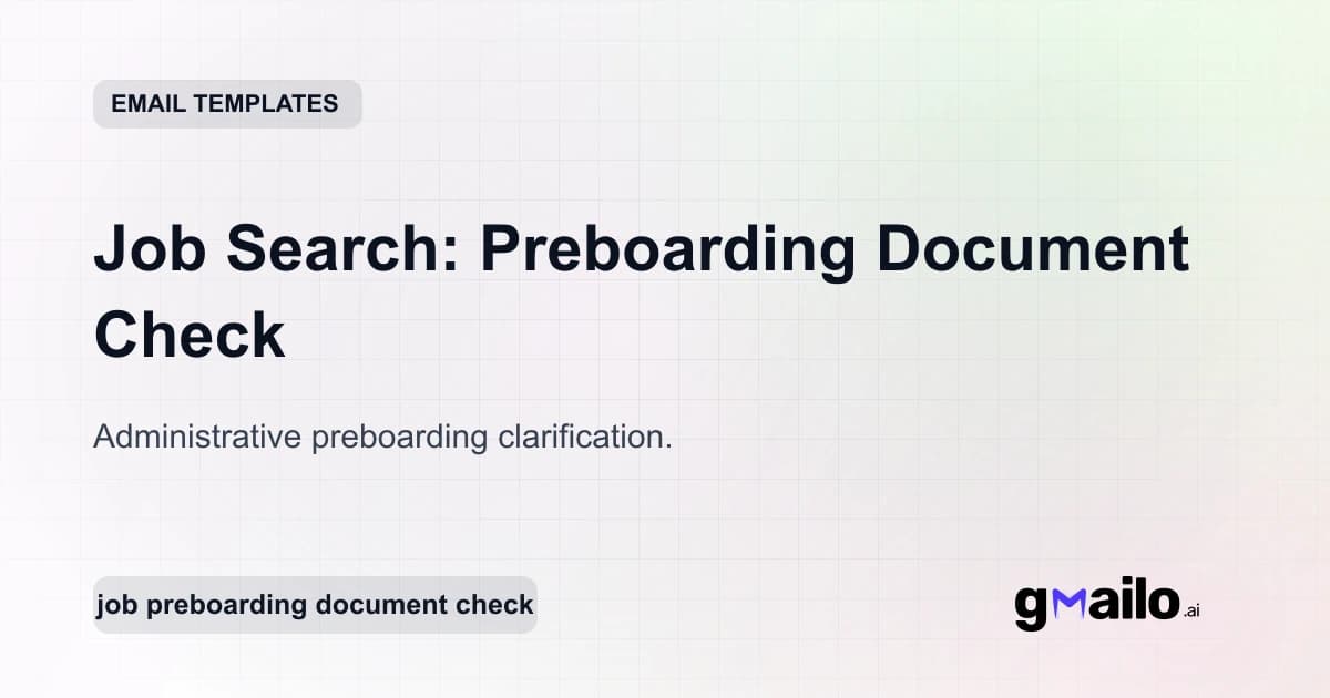 Job Search: Preboarding Document Check email template thumbnail