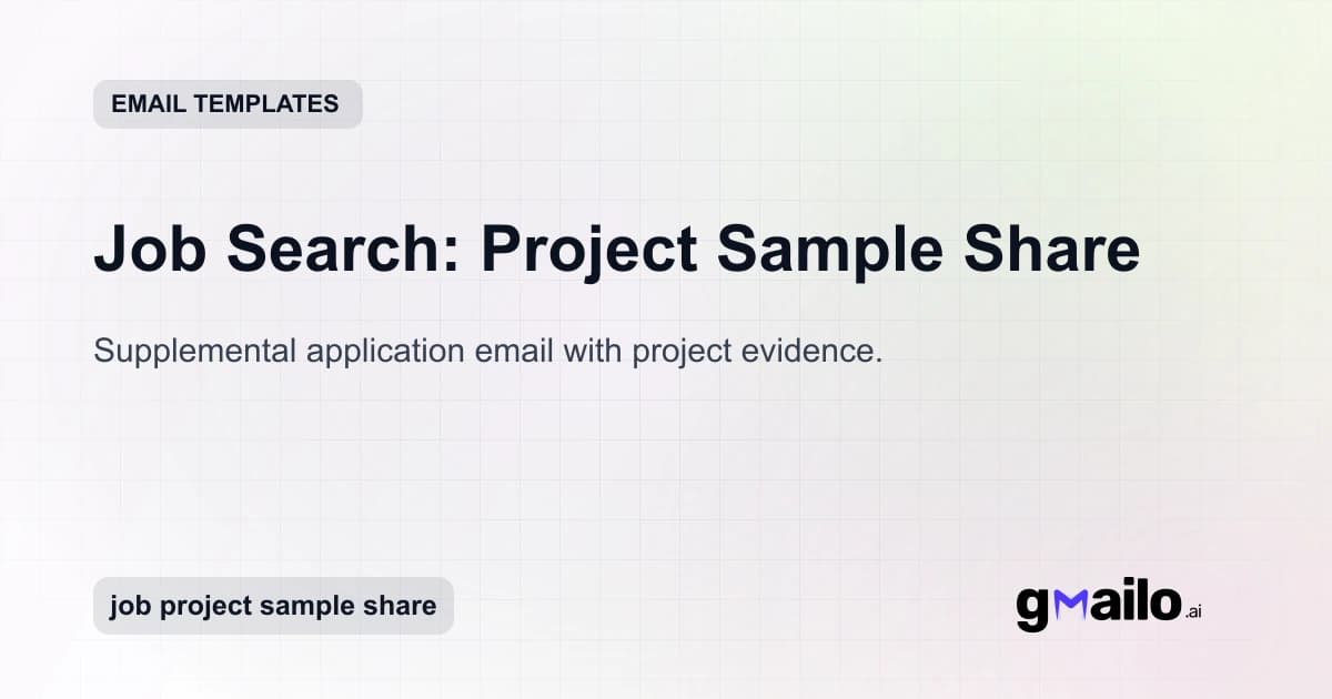 Job Search: Project Sample Share email template thumbnail