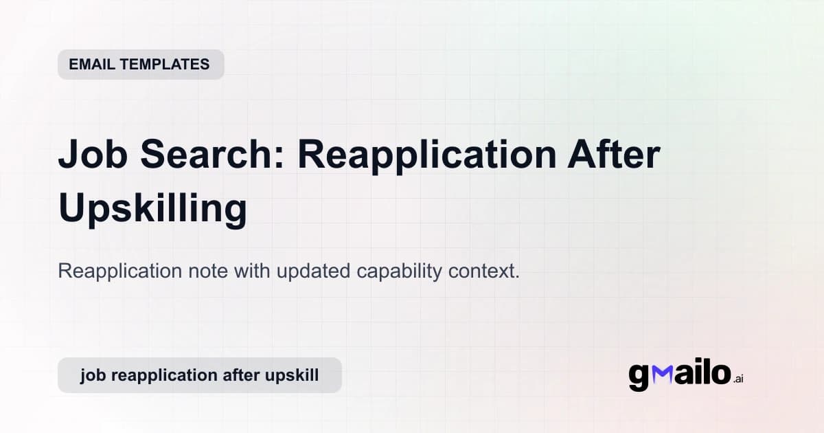 Job Search: Reapplication After Upskilling email template thumbnail