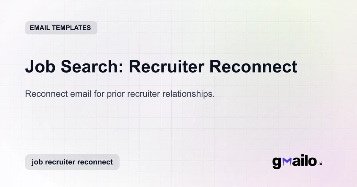 Job Search: Recruiter Reconnect email template thumbnail