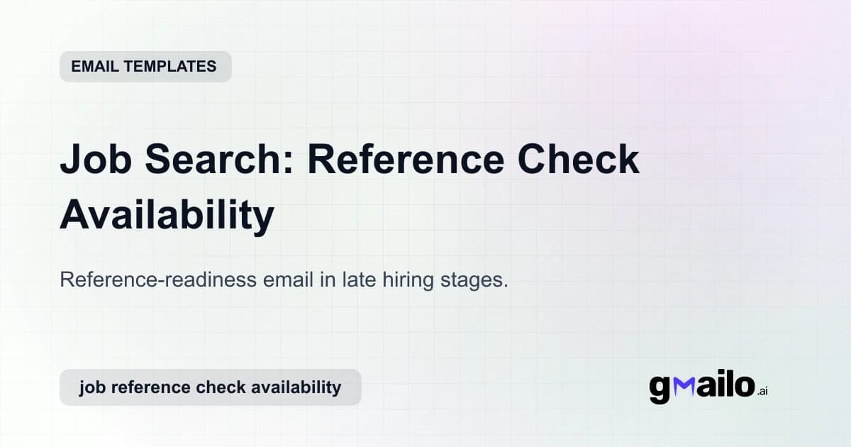 Job Search: Reference Check Availability email template thumbnail