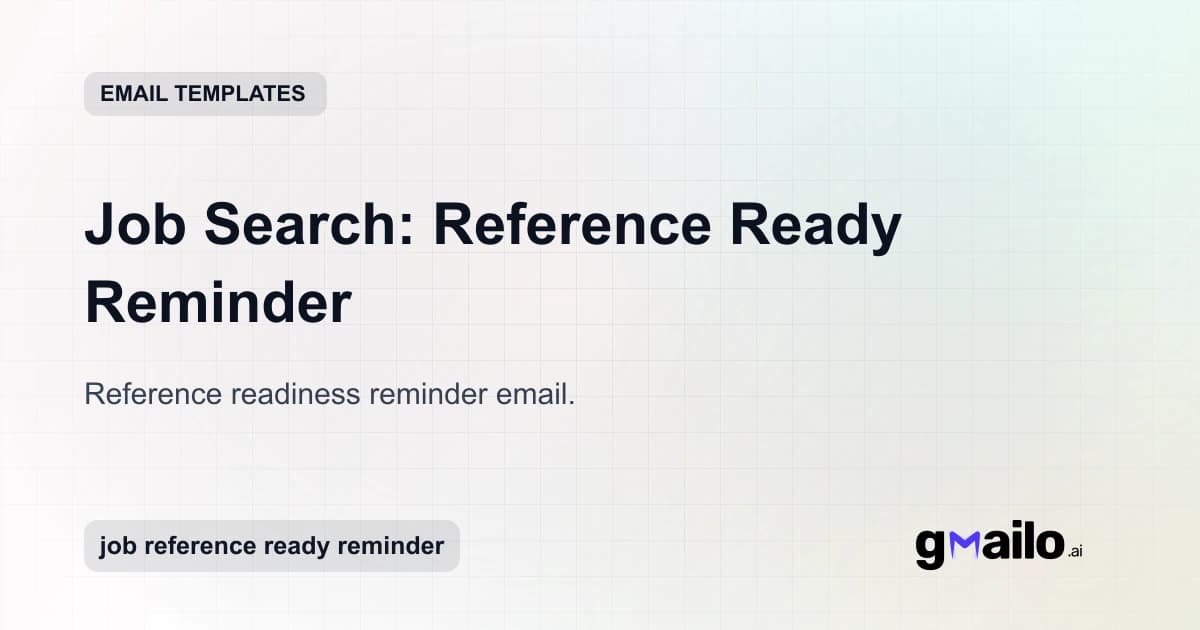 Job Search: Reference Ready Reminder email template thumbnail