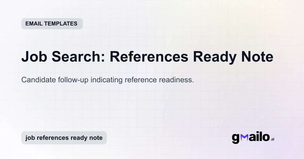 Job Search: References Ready Note email template thumbnail