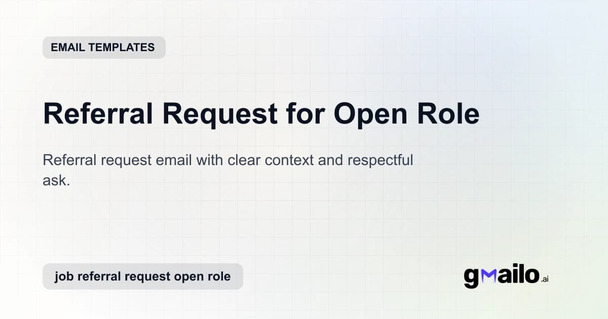 Referral Request for Open Role email template thumbnail