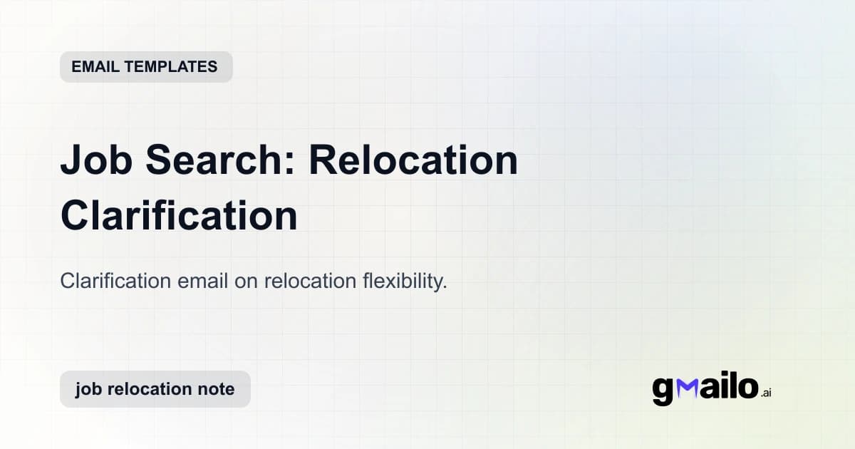 Job Search: Relocation Clarification email template thumbnail