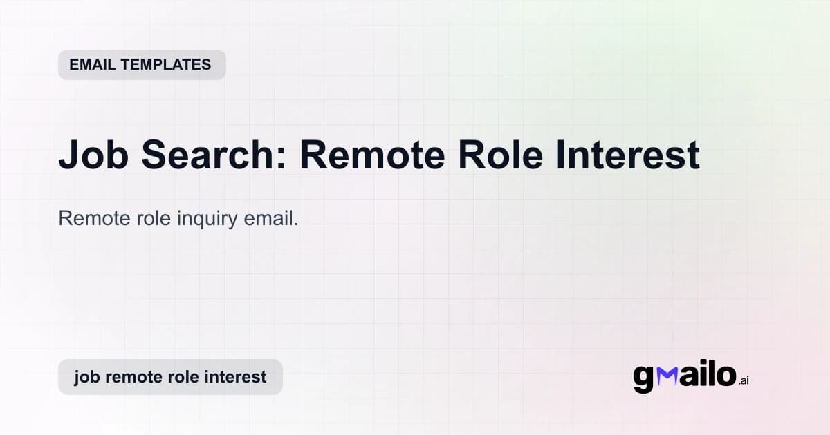 Job Search: Remote Role Interest email template thumbnail