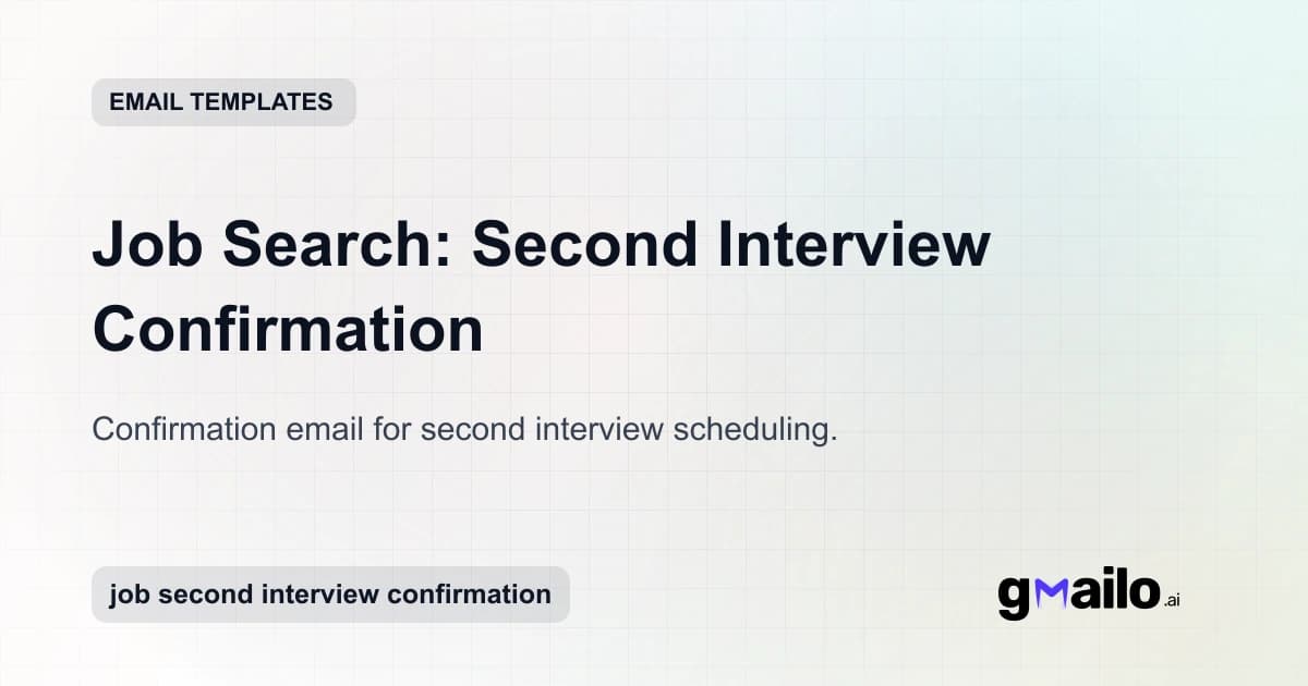 Job Search: Second Interview Confirmation email template thumbnail