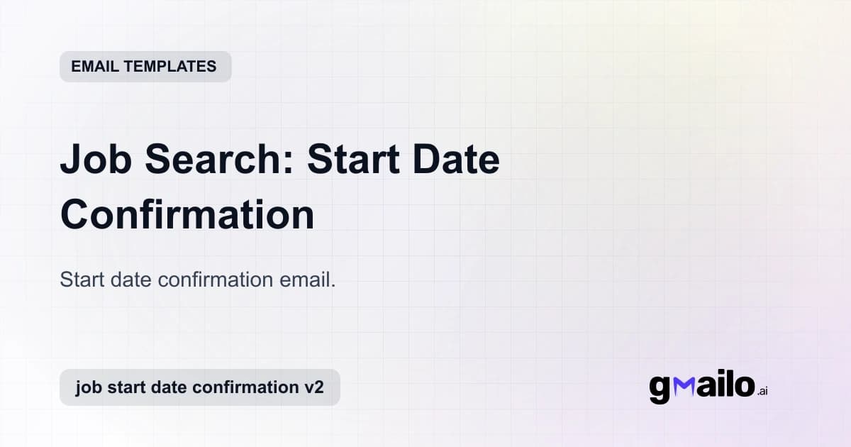 Job Search: Start Date Confirmation email template thumbnail