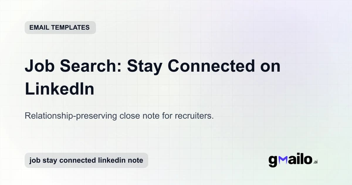 Job Search: Stay Connected on LinkedIn email template thumbnail