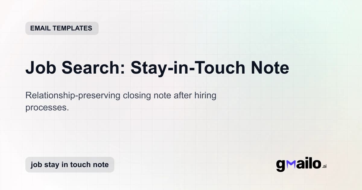 Job Search: Stay-in-Touch Note email template thumbnail