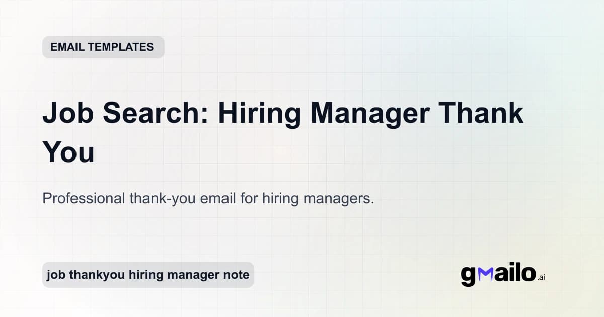 Job Search: Hiring Manager Thank You email template thumbnail