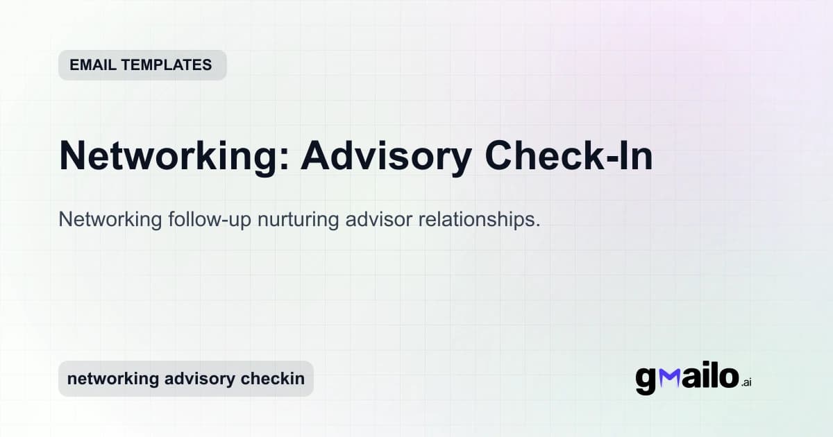 Networking: Advisory Check-In email template thumbnail