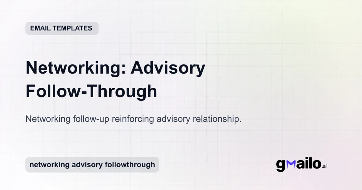Networking: Advisory Follow-Through email template thumbnail