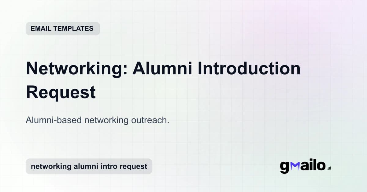 Networking: Alumni Introduction Request email template thumbnail