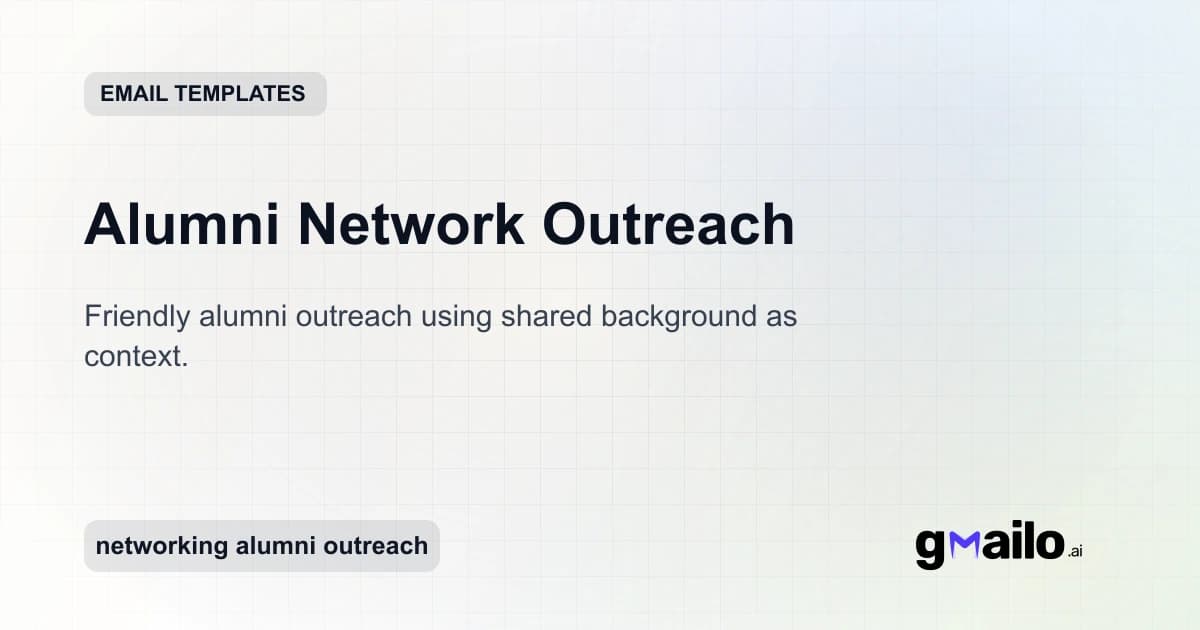Alumni Network Outreach email template thumbnail