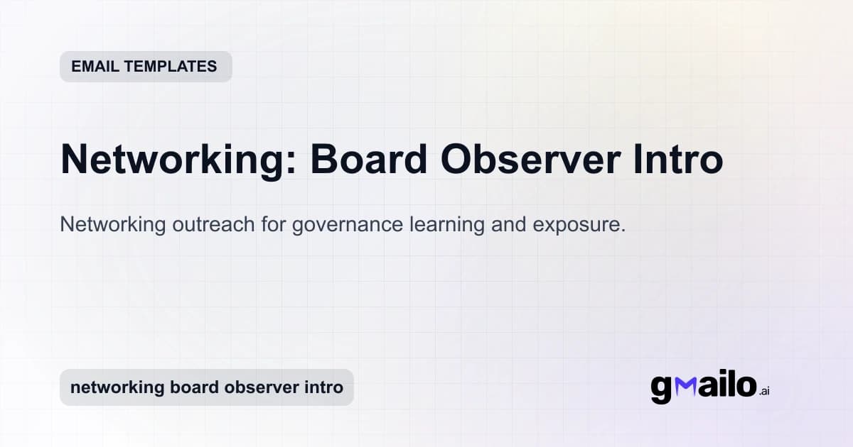 Networking: Board Observer Intro email template thumbnail