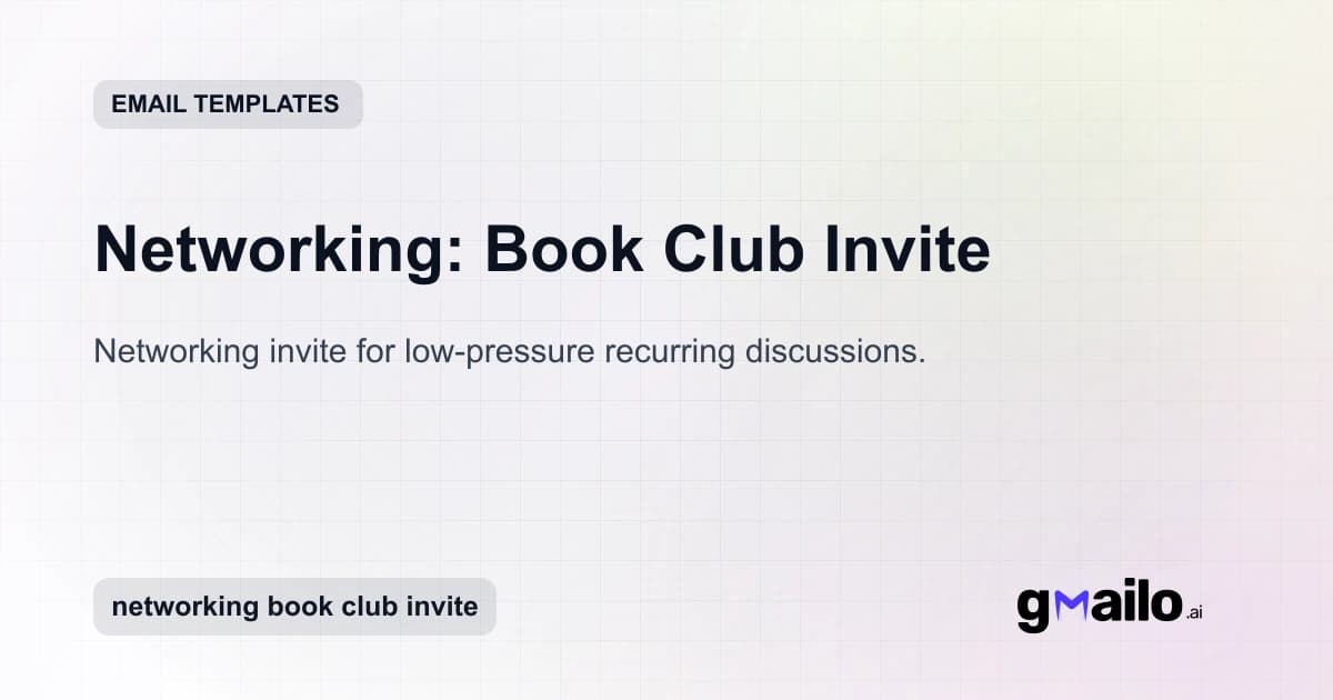 Networking: Book Club Invite email template thumbnail