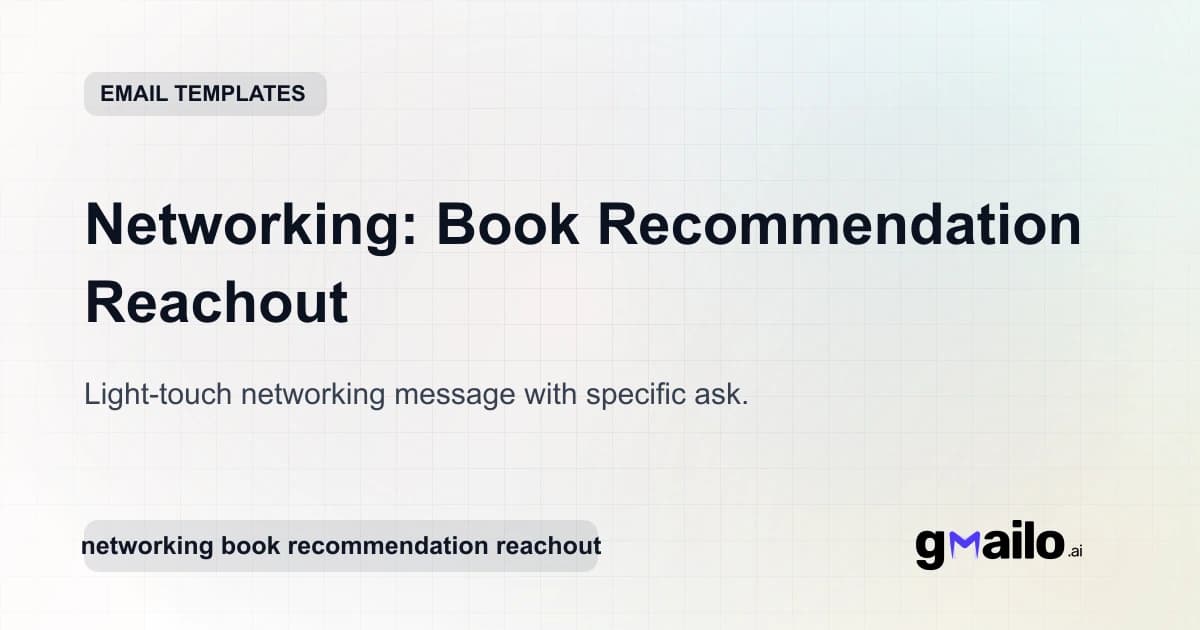 Networking: Book Recommendation Reachout email template thumbnail