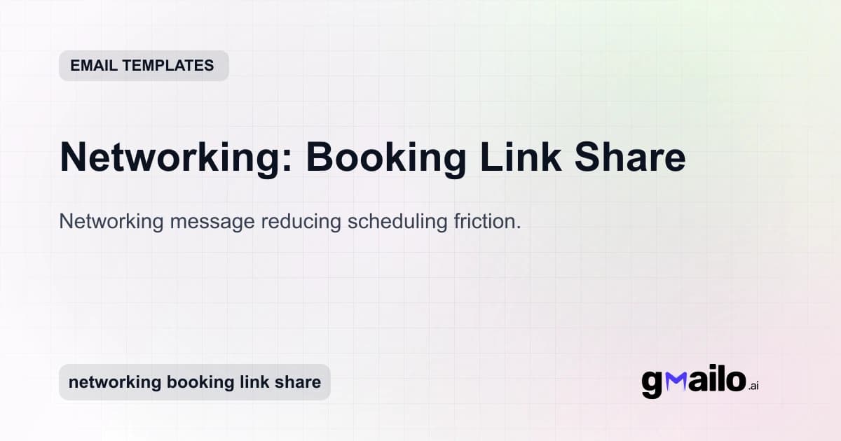 Networking: Booking Link Share email template thumbnail