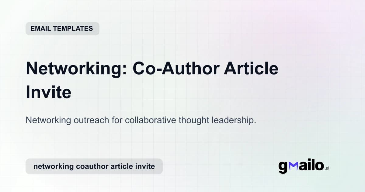 Networking: Co-Author Article Invite email template thumbnail