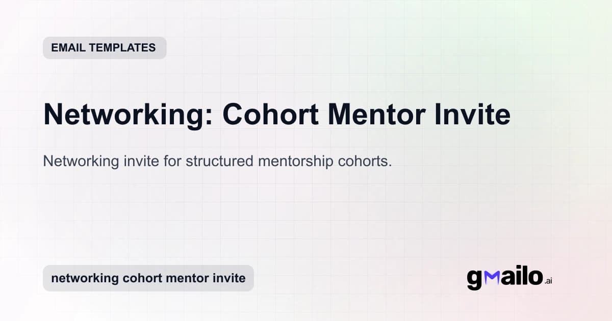 Networking: Cohort Mentor Invite email template thumbnail