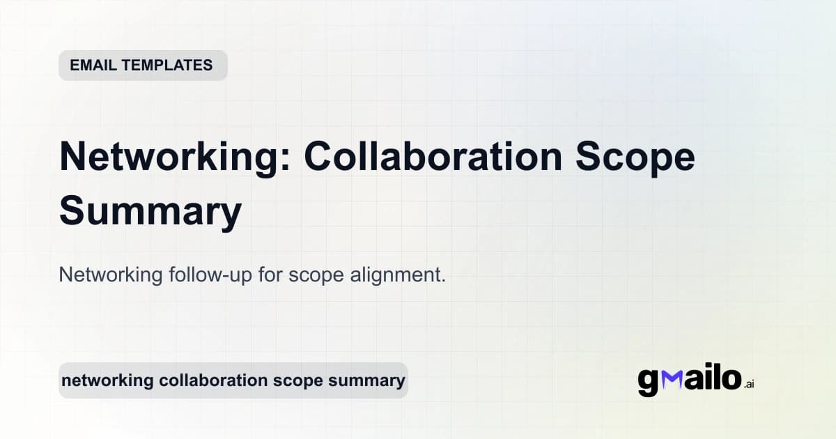 Networking: Collaboration Scope Summary email template thumbnail