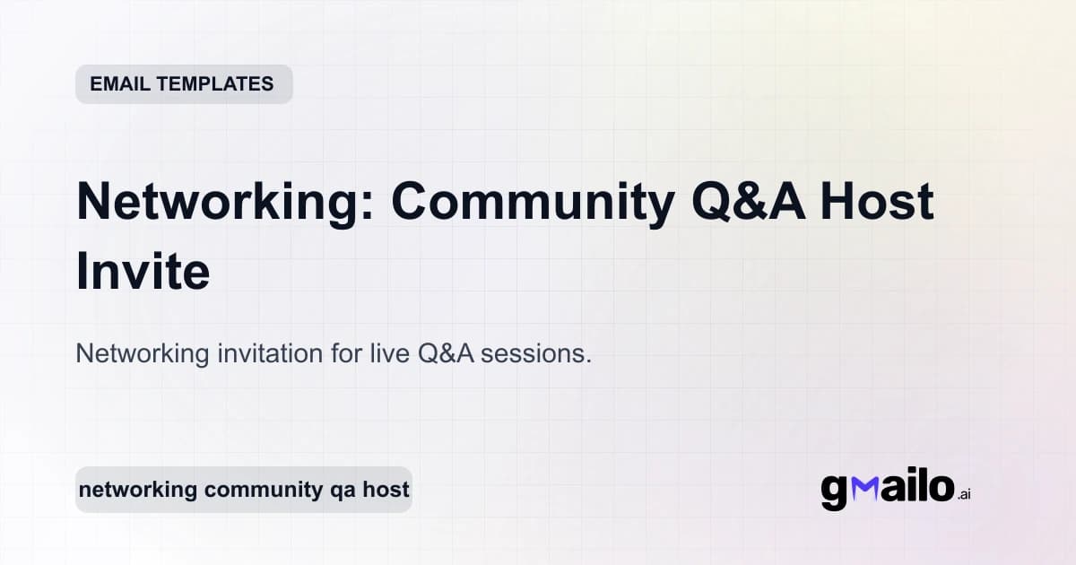 Networking: Community Q&A Host Invite email template thumbnail