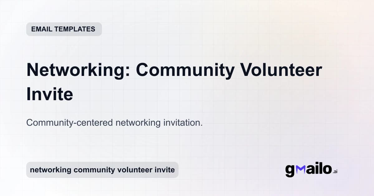 Networking: Community Volunteer Invite email template thumbnail