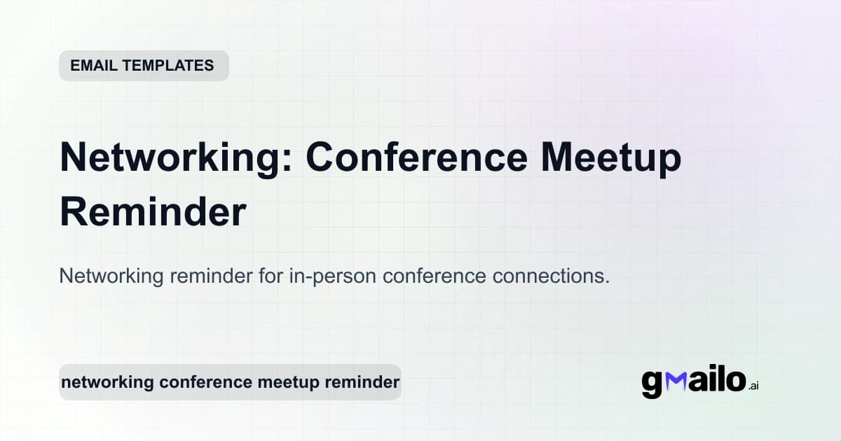 Networking: Conference Meetup Reminder email template thumbnail