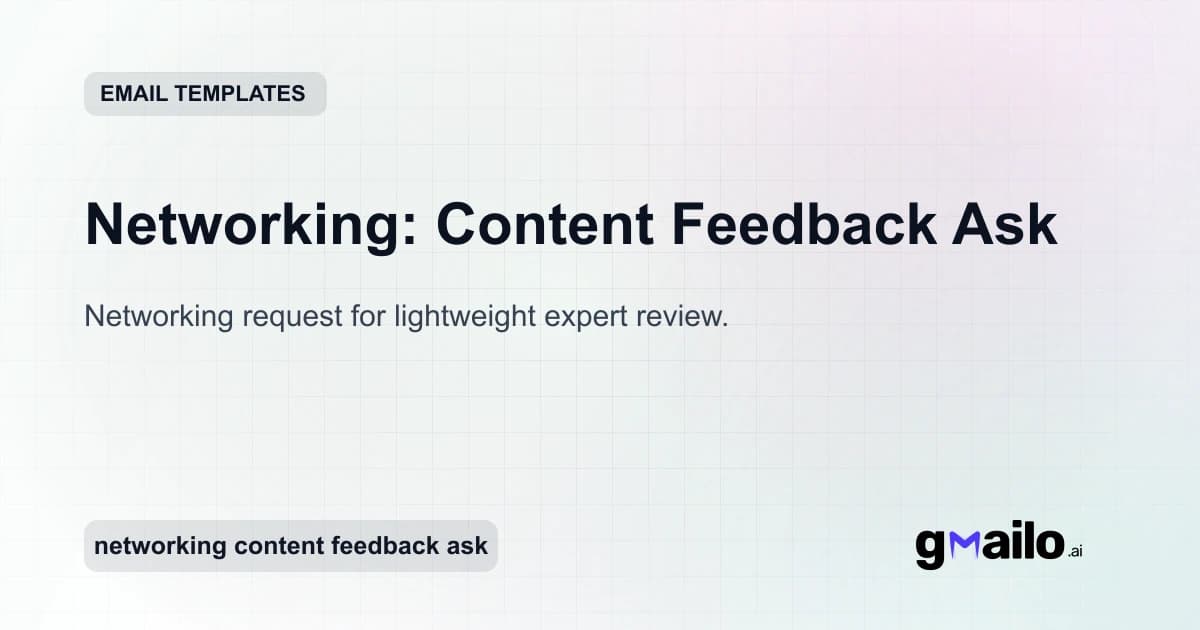 Networking: Content Feedback Ask email template thumbnail