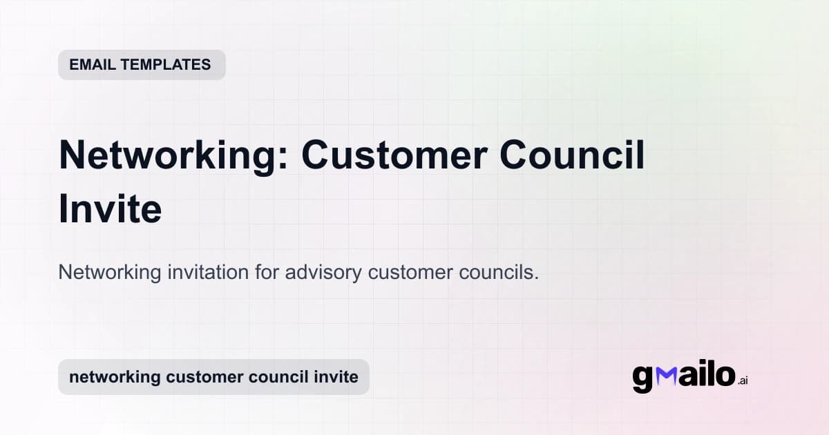 Networking: Customer Council Invite email template thumbnail
