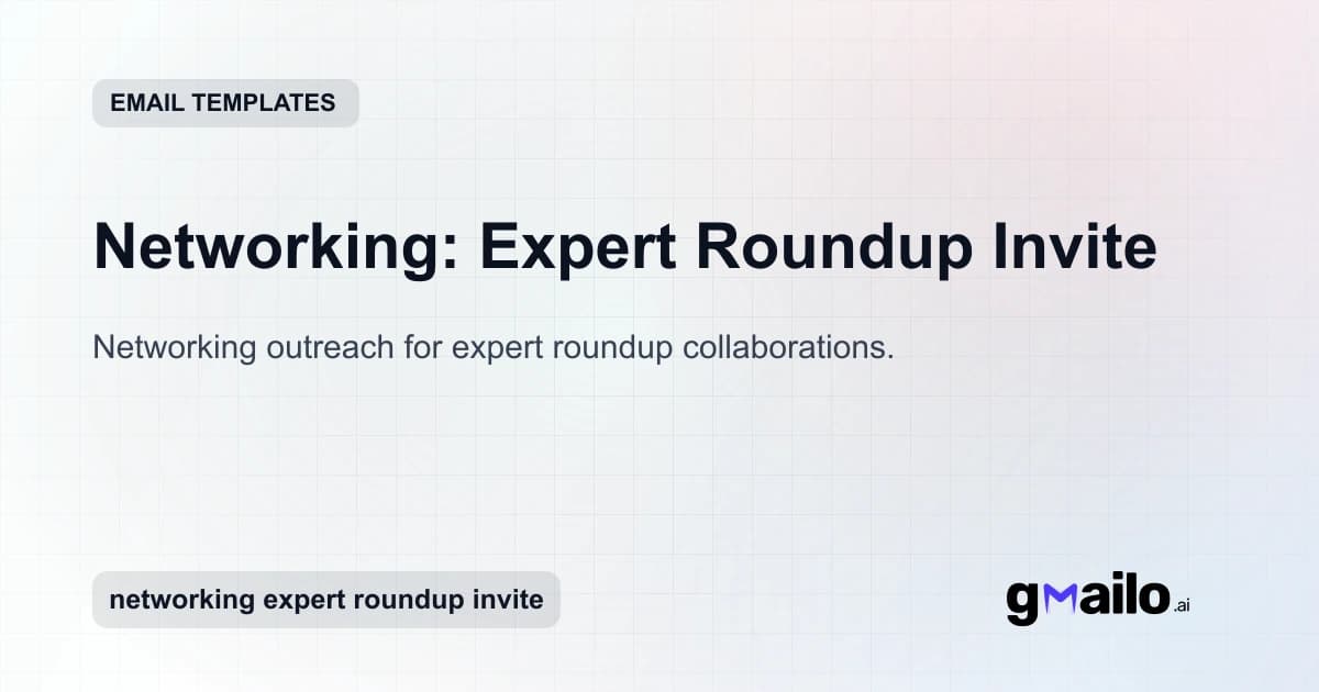 Networking: Expert Roundup Invite email template thumbnail