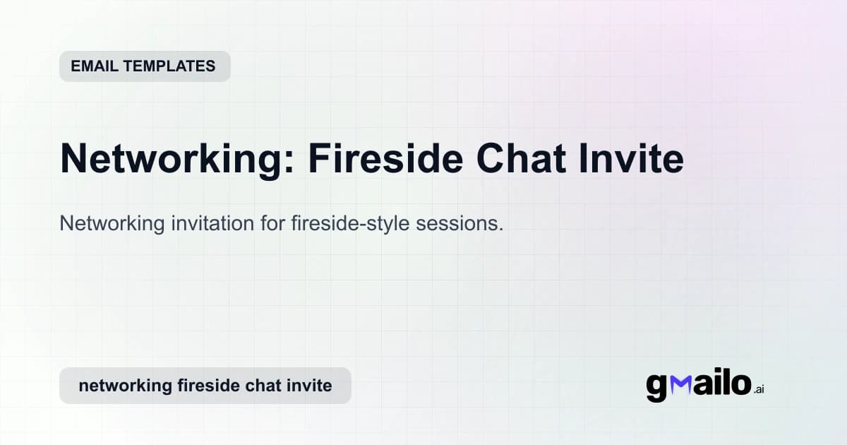 Networking: Fireside Chat Invite email template thumbnail