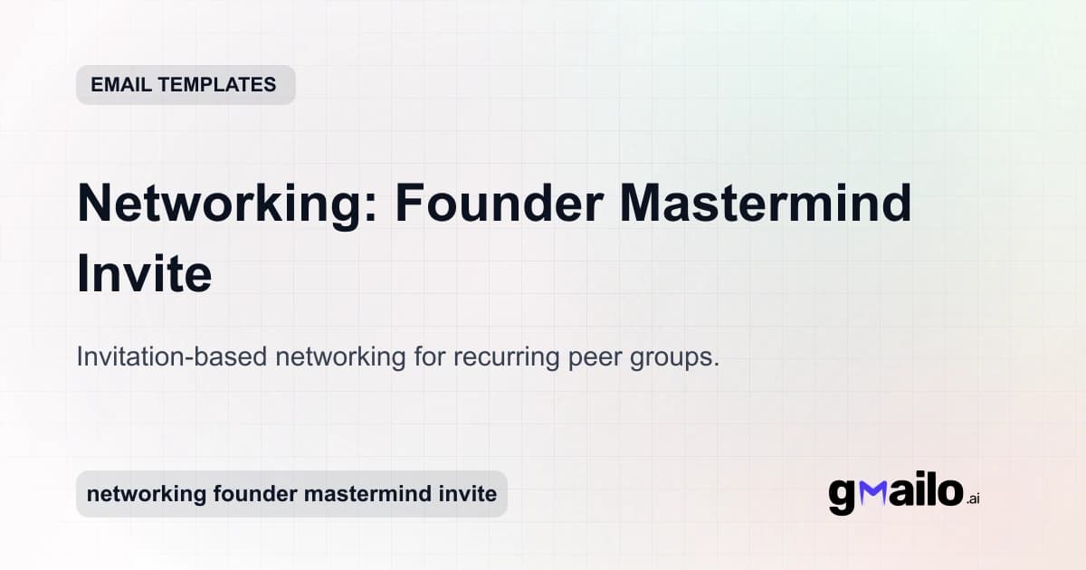 Networking: Founder Mastermind Invite email template thumbnail