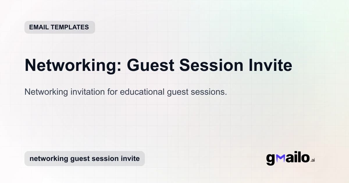 Networking: Guest Session Invite email template thumbnail