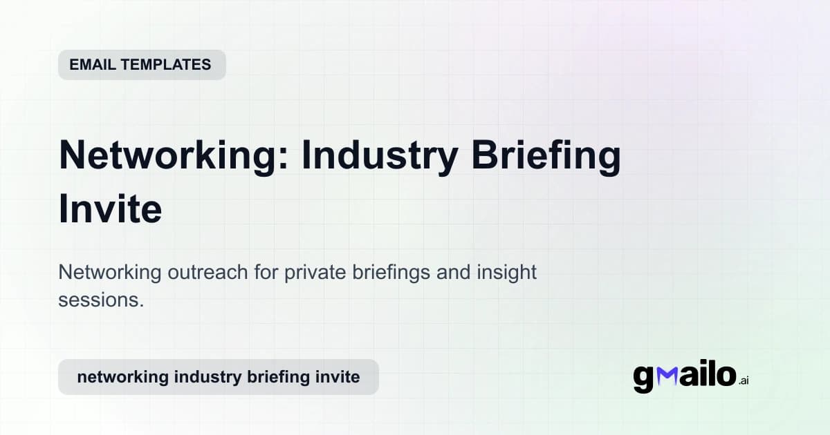 Networking: Industry Briefing Invite email template thumbnail