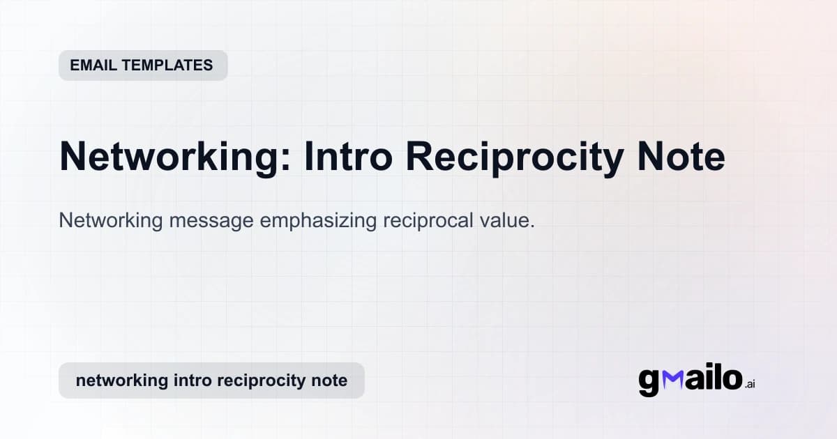 Networking: Intro Reciprocity Note email template thumbnail