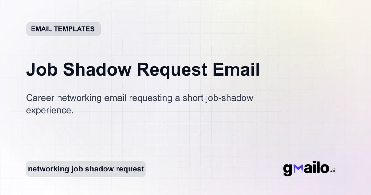 Job Shadow Request Email email template thumbnail