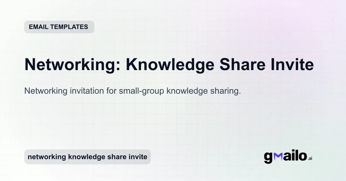Networking: Knowledge Share Invite email template thumbnail