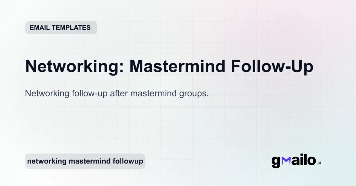 Networking: Mastermind Follow-Up email template thumbnail